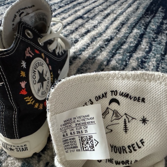 Converse Black and White Embroidered High-Tops - Picture 4 of 4